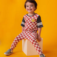 RAGS - Rag Romper - Red Check Smiley