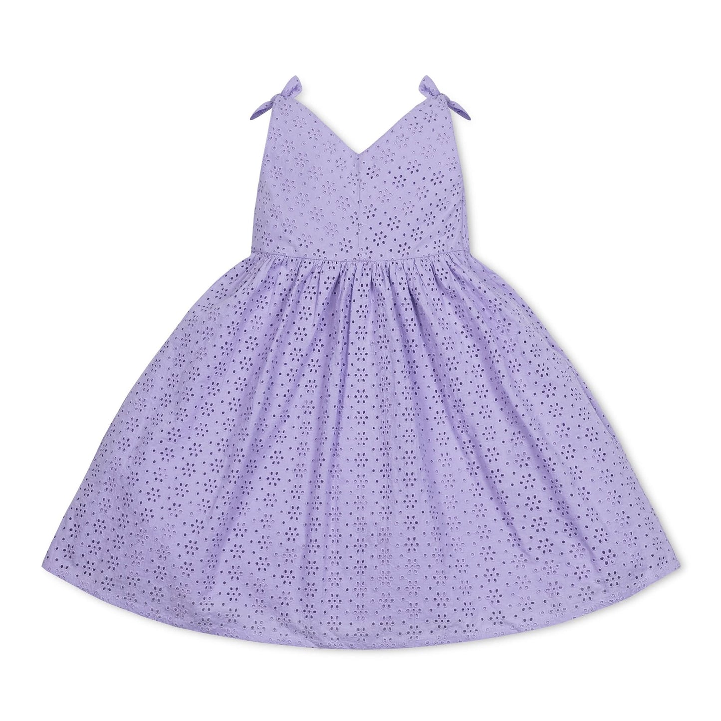 Hope and Henry - Bow Shoulder Organic Swing Dress: Lavender Eyelet / 6