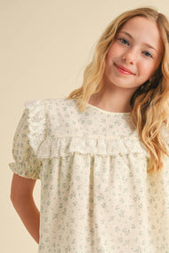heart and arrow - TWEEN GIRLS KIDS FLOWY TOP  (7-14): 7/8