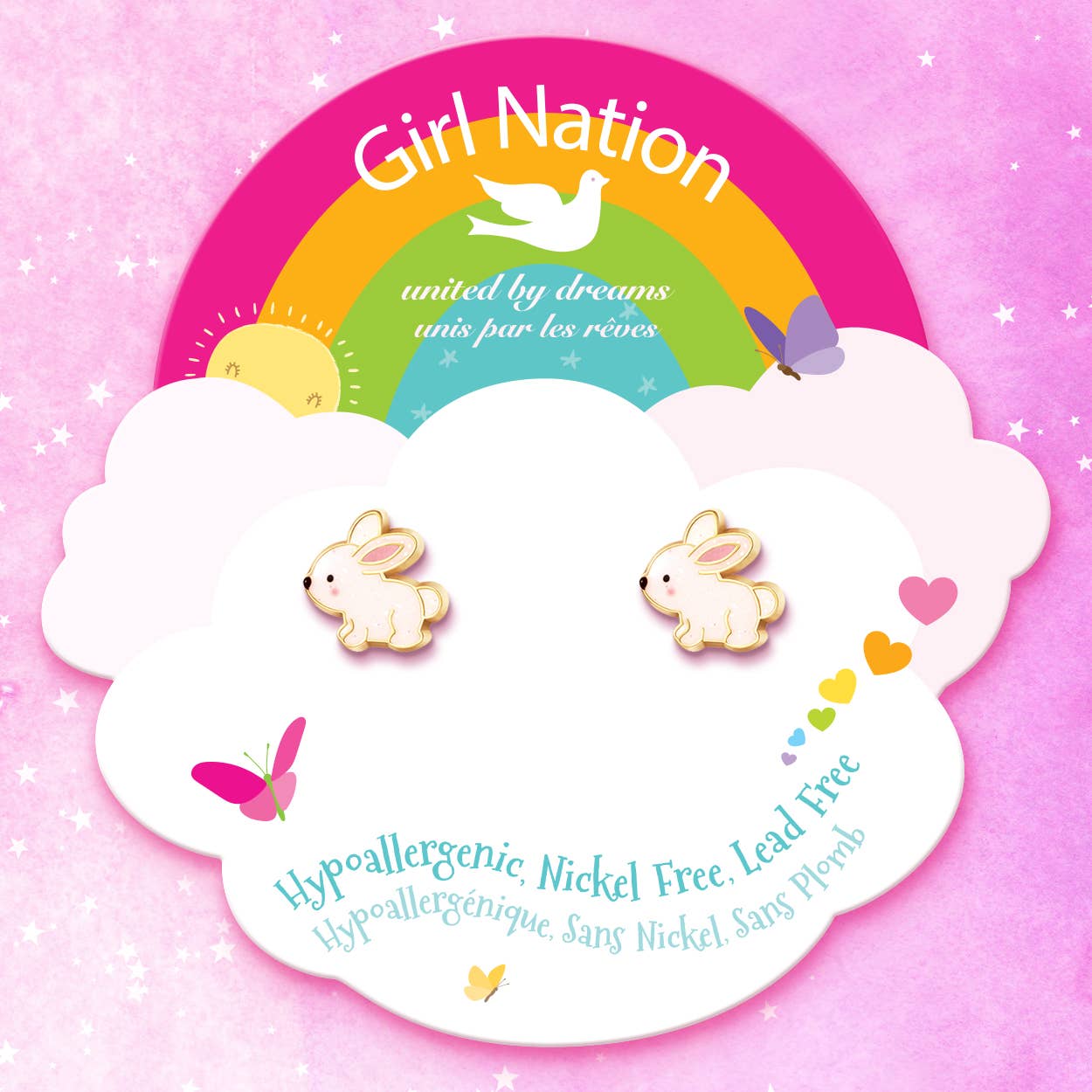 Girl Nation - Glitter Rabbit Cutie Stud Earrings