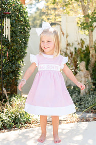 Lil Cactus - Pink Striped Big Sister Smocked Dress