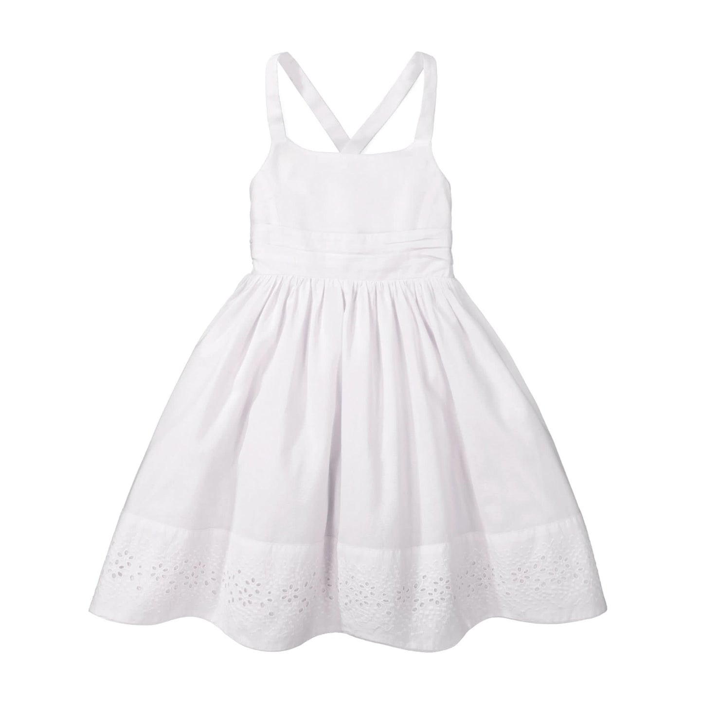 Hope and Henry - Organic Special Sundress with Embroidered Hem: White
