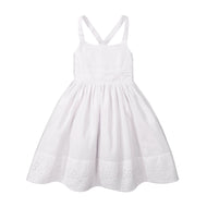 Hope and Henry - Organic Special Sundress with Embroidered Hem: White