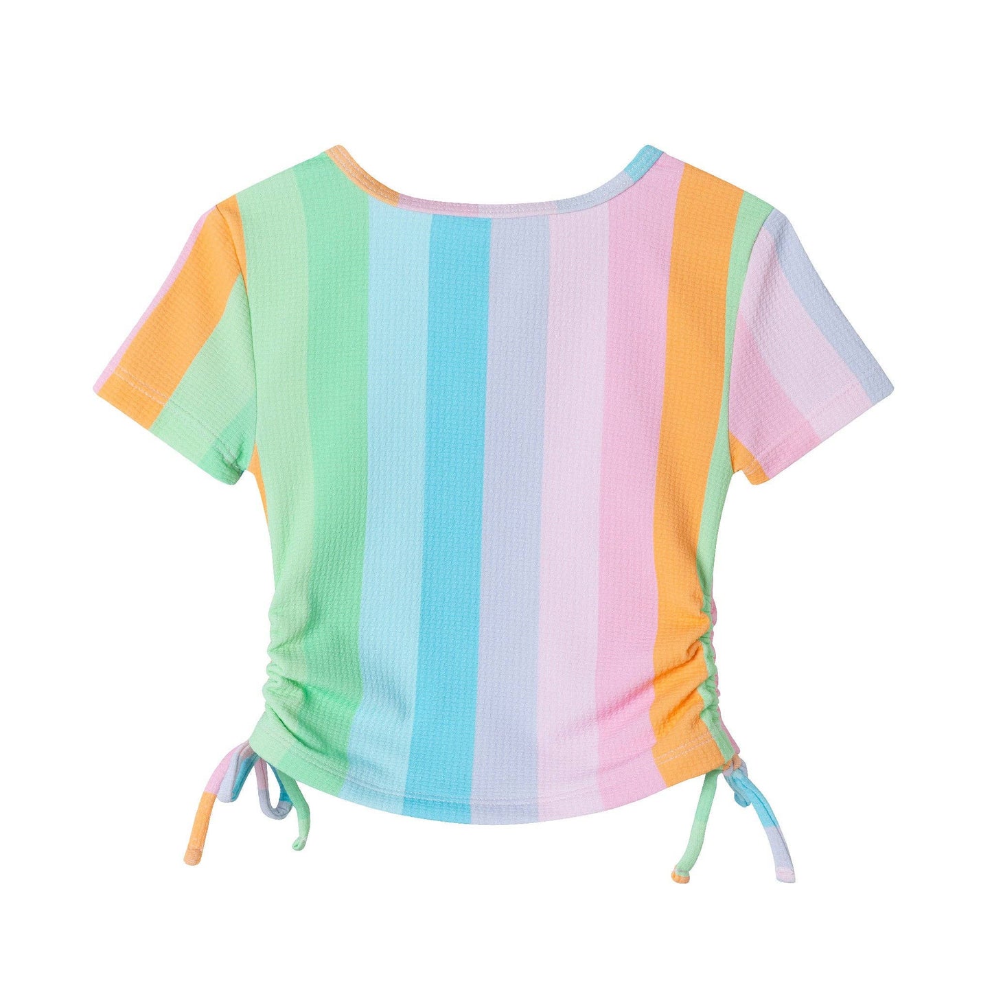 Andy & Evan - Kids (2-7) Short Sleeve Rashguard Set | Rainbow Striped: Pink