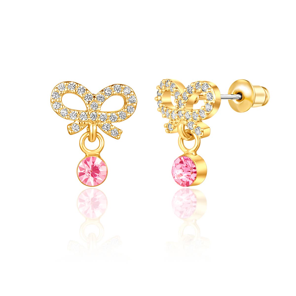 Girl Nation - Little Luxe Drop Earrings | Crystal Bow with CZ