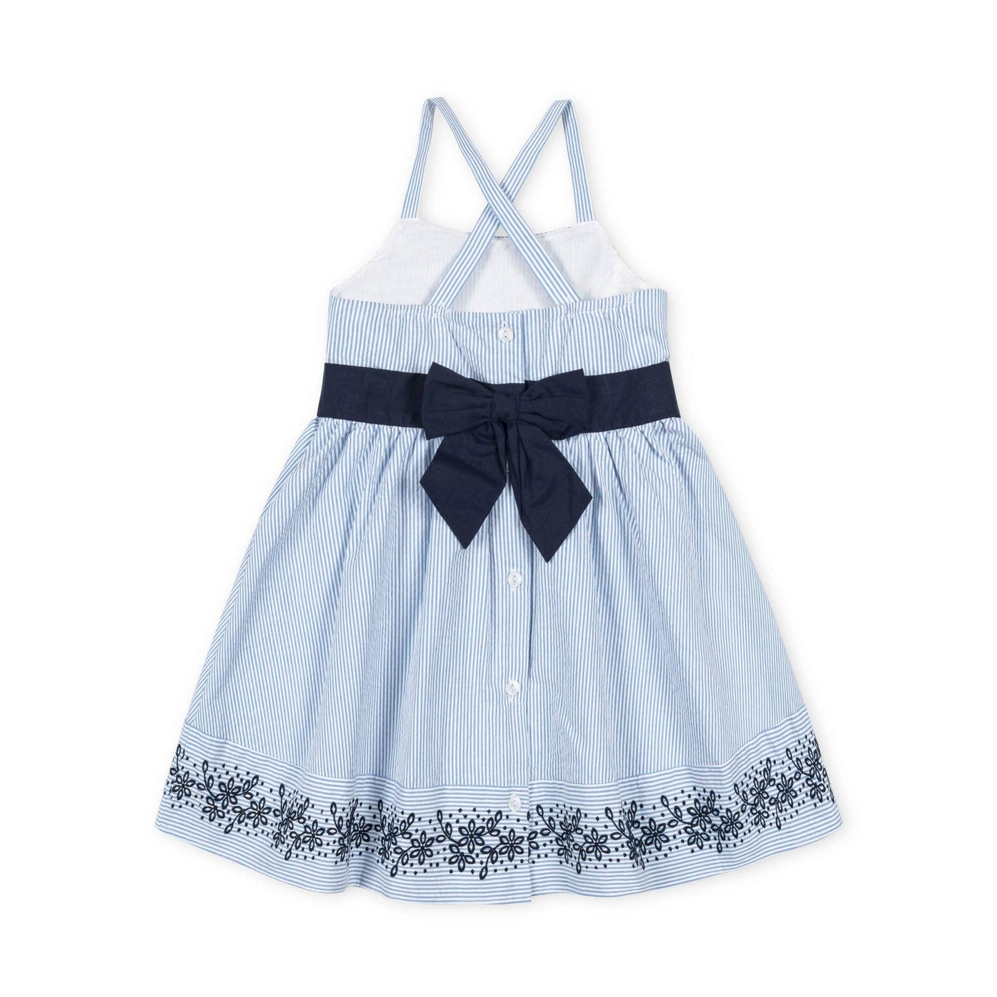 Hope and Henry - Organic Embroidered Special Sundress: Blue Seersucker