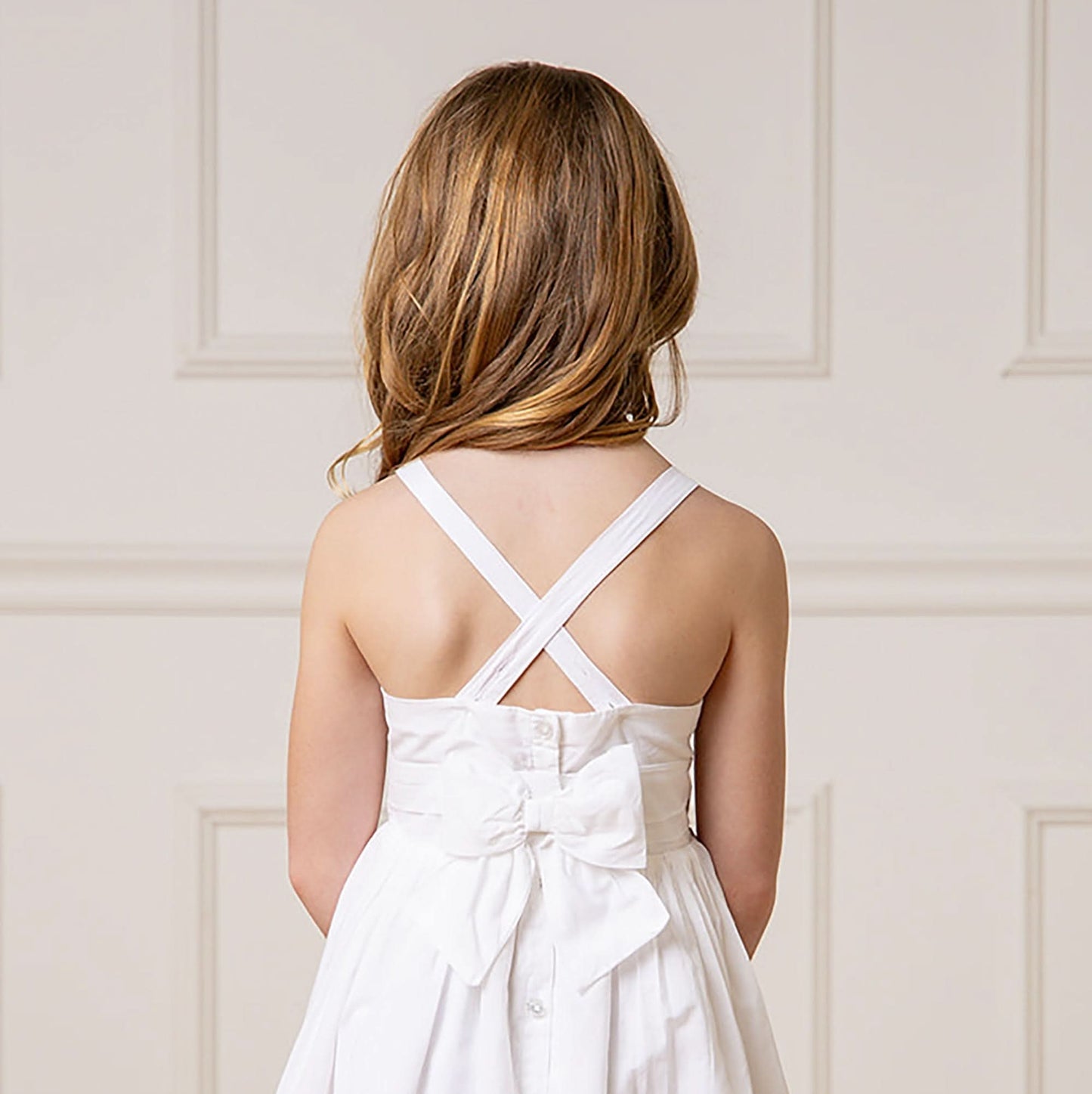 Hope and Henry - Organic Special Sundress with Embroidered Hem: White