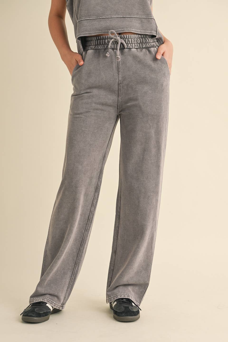 KIMBERLY C - Mineral Wash Pants: Charcoal
