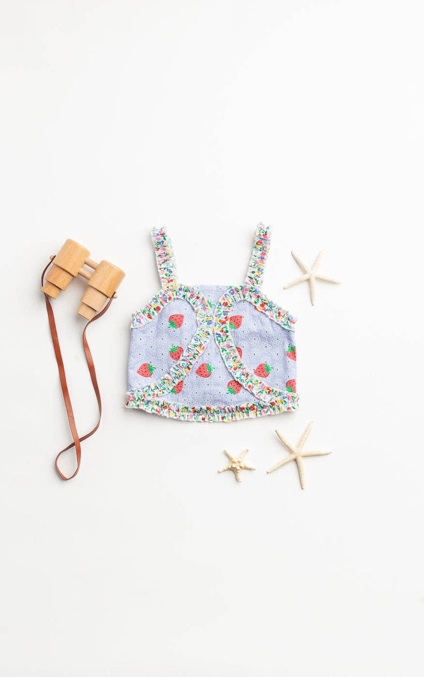 Finding Foxtale - Freshly Picked Crop Top: Strawberry Eyelet / 7