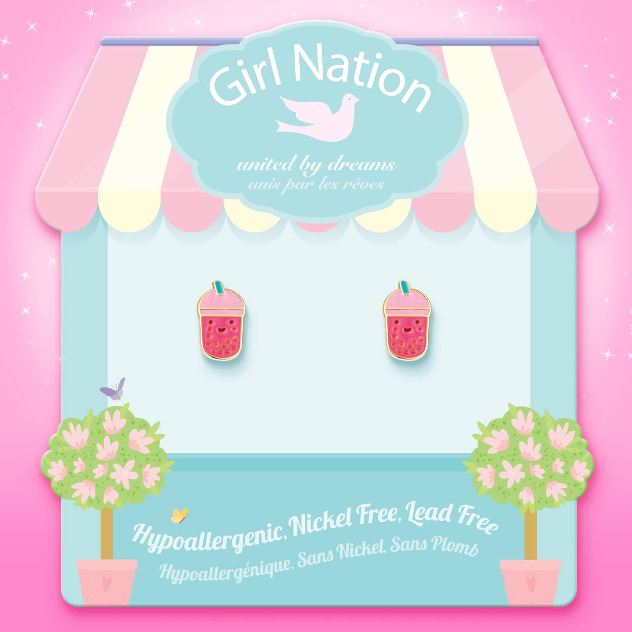 Girl Nation - Boba Tea Bliss Cutie Stud Earrings