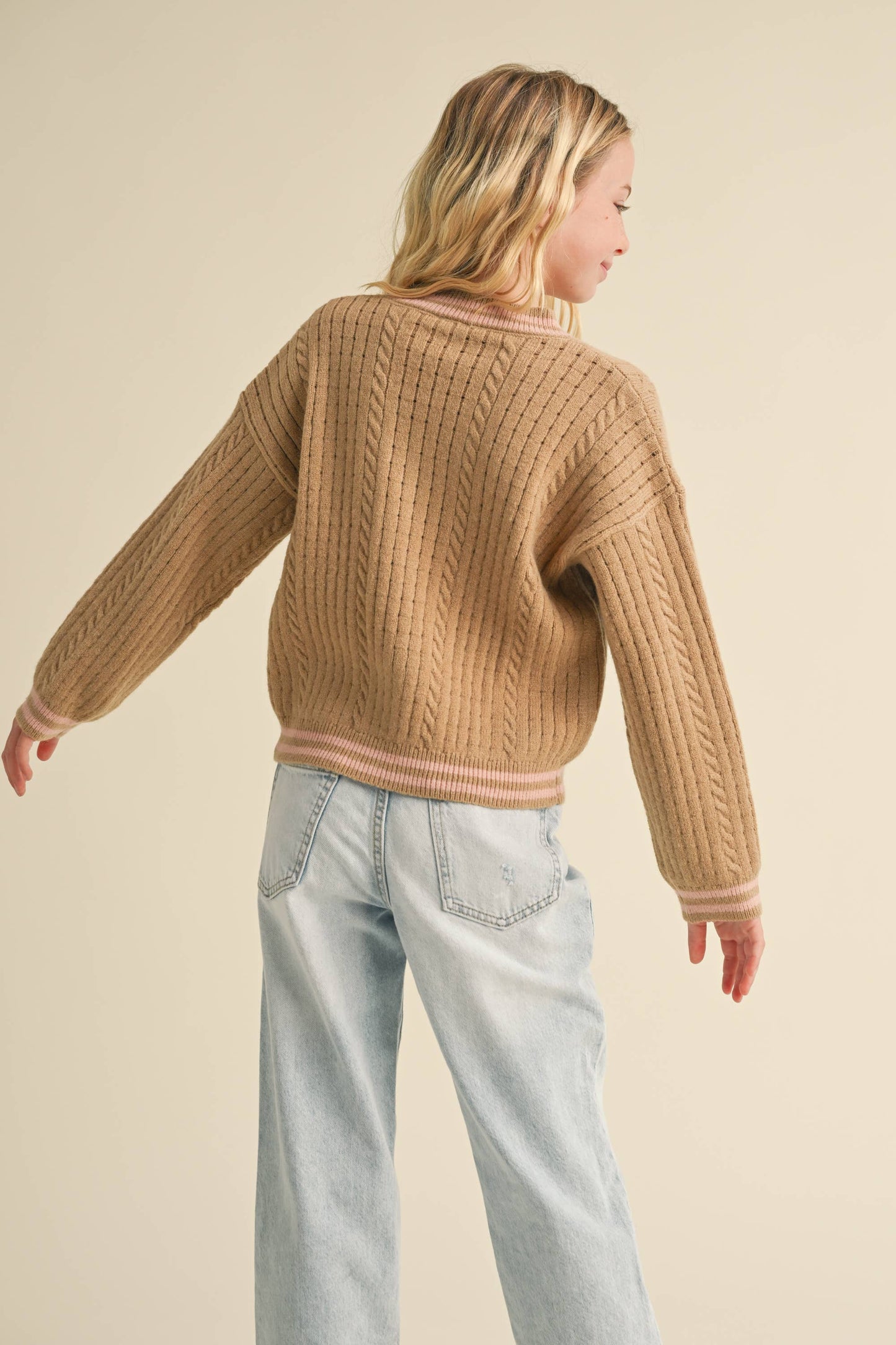 heart and arrow - TWEEN KIDS GIRLS DROP SHOULDER CARDIGAN (7-14)