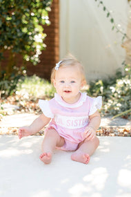 Lil Cactus - Pink Striped Lil Sister Smocked Romper