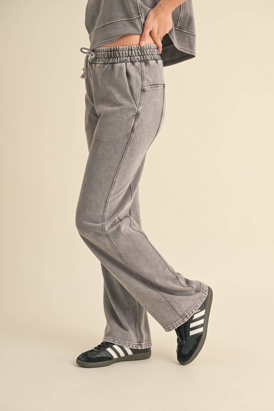 KIMBERLY C - Mineral Wash Pants: Charcoal