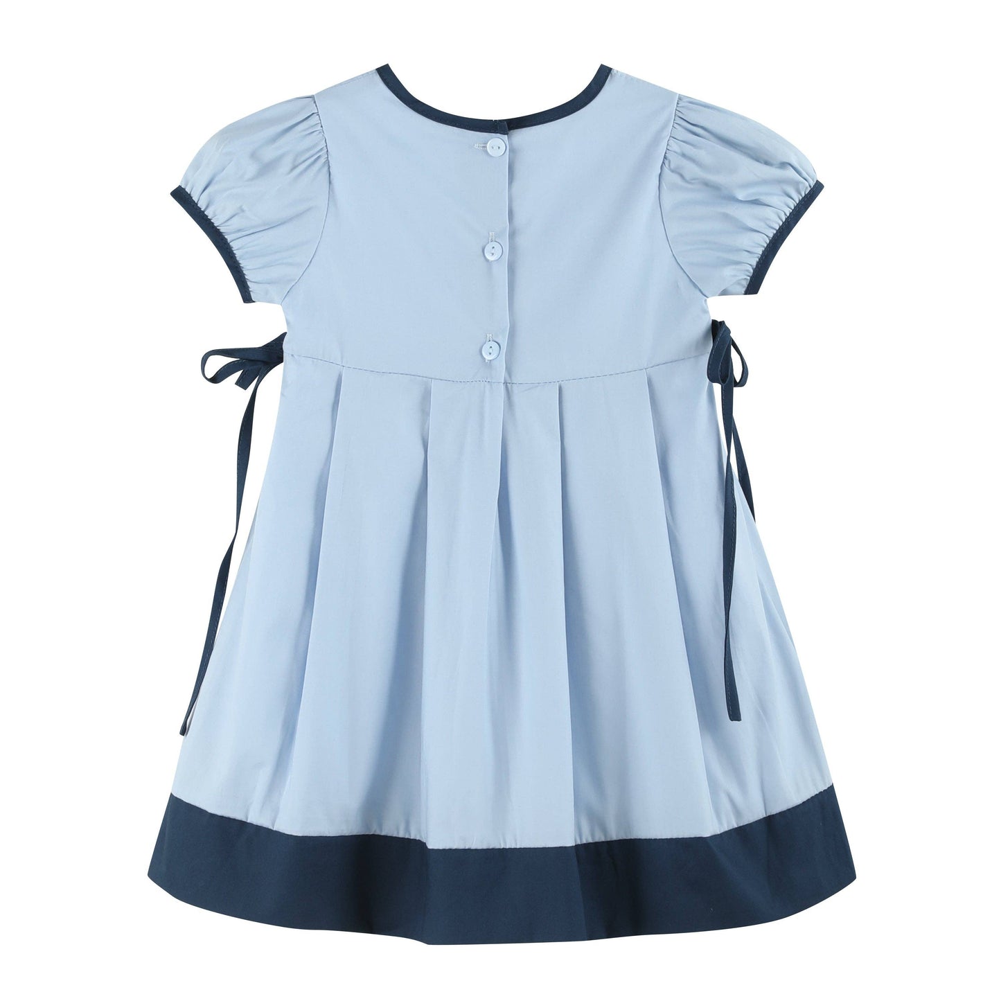 Lil Cactus - Light Blue and Dark Blue Ribbon Bow Dress: 6-12M