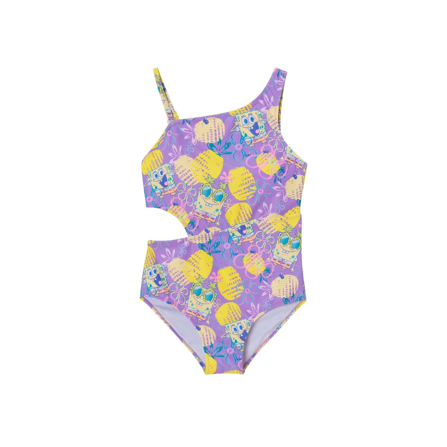 Andy & Evan - SpongeBob SquarePants™ x Andy & Evan® | Kids (2-7) Pineapple Print One Piece Swimsuit: Purple