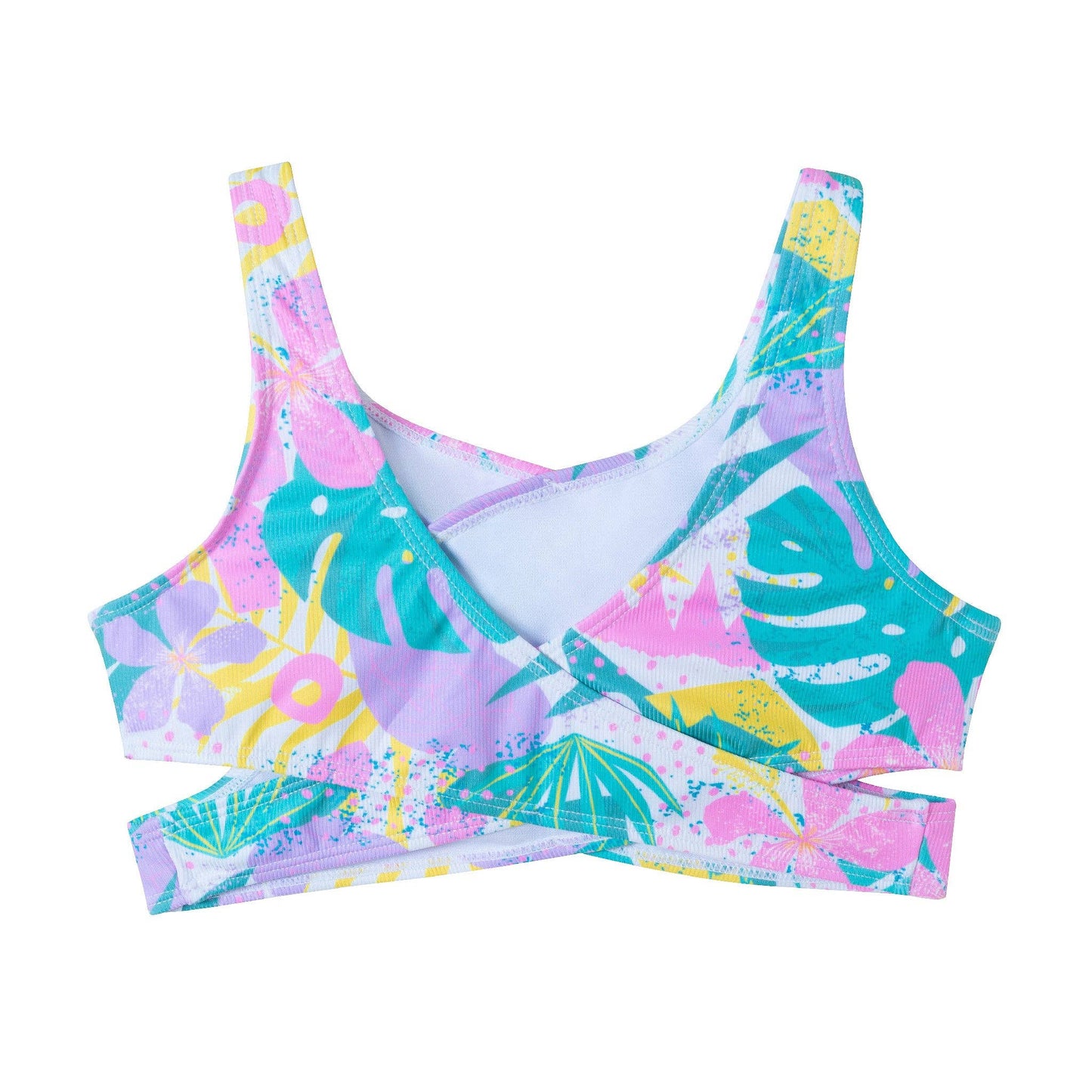 Andy & Evan - Kids (7-16) Crisscross Two-Piece | Tropical Palm: White