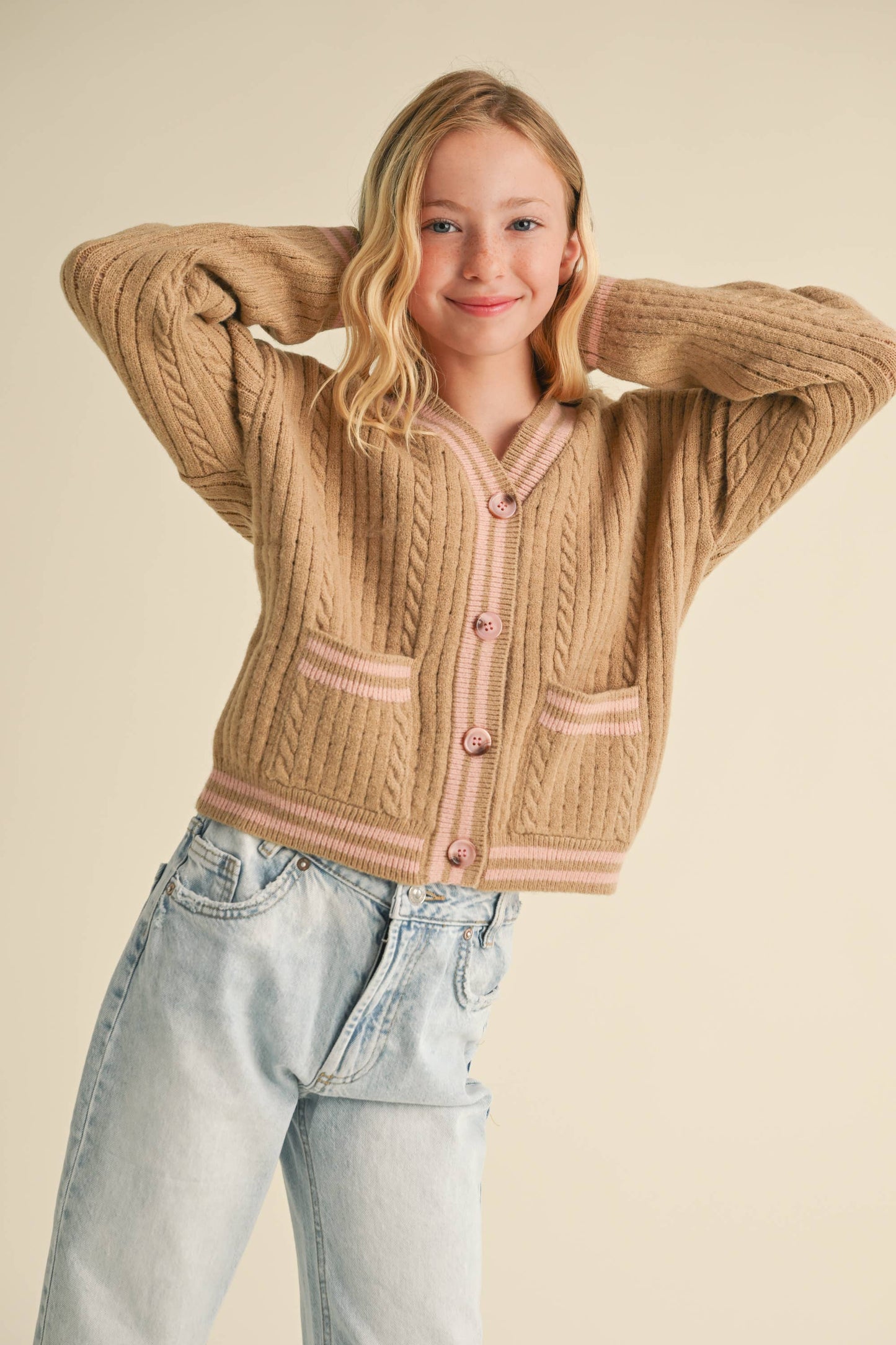heart and arrow - TWEEN KIDS GIRLS DROP SHOULDER CARDIGAN (7-14)