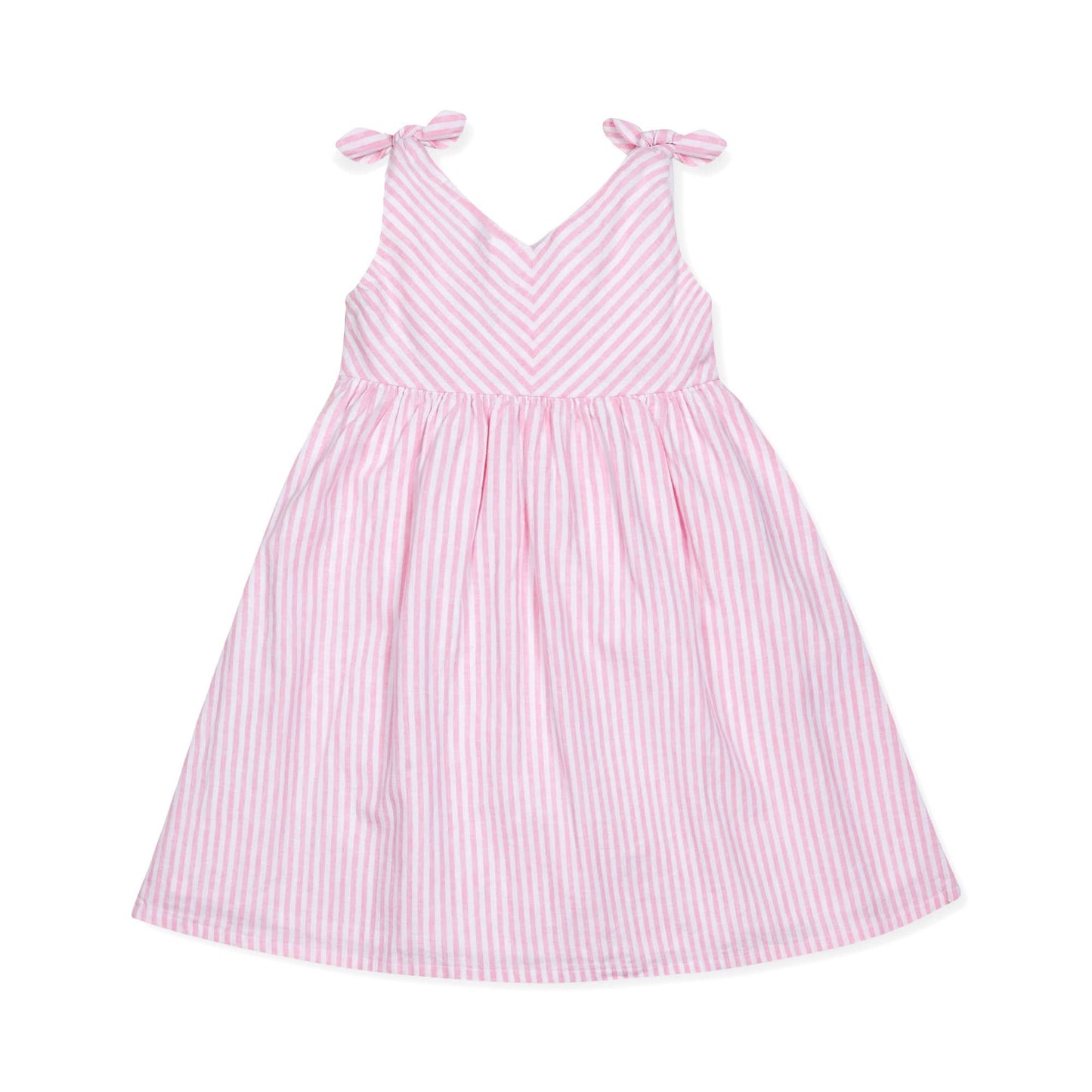 Hope and Henry - Bow Shoulder Swing Dress: Classic Pink and White Stripe