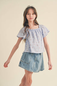 heart and arrow - TWEEN KIDS GIRLS PEASANT SHORT SLEEVE LOOSE FIT TOP (7-14)