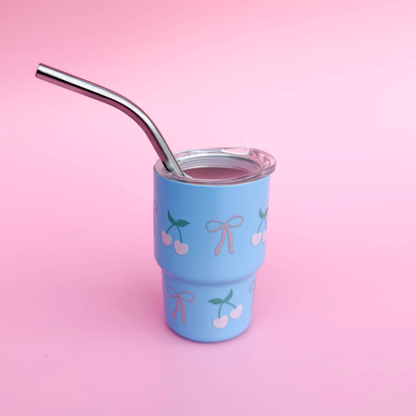 Leo & Lee Studio - Coquette Tiny Spring Tumblers/ 3oz Stainless Steel Cups : Pink/Strawberries