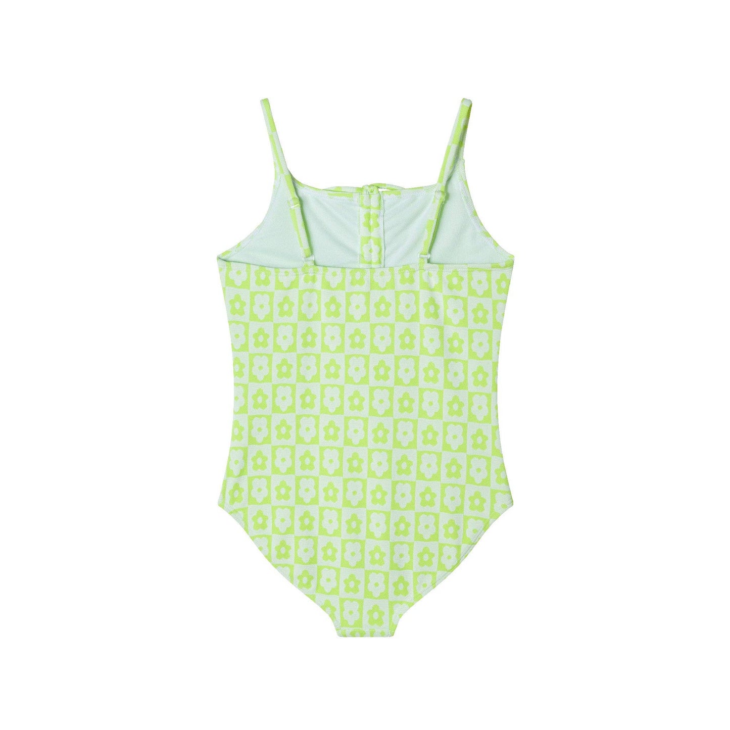 Andy & Evan - Kids (7-16) One Piece Swim Suit | Floral Check: Green