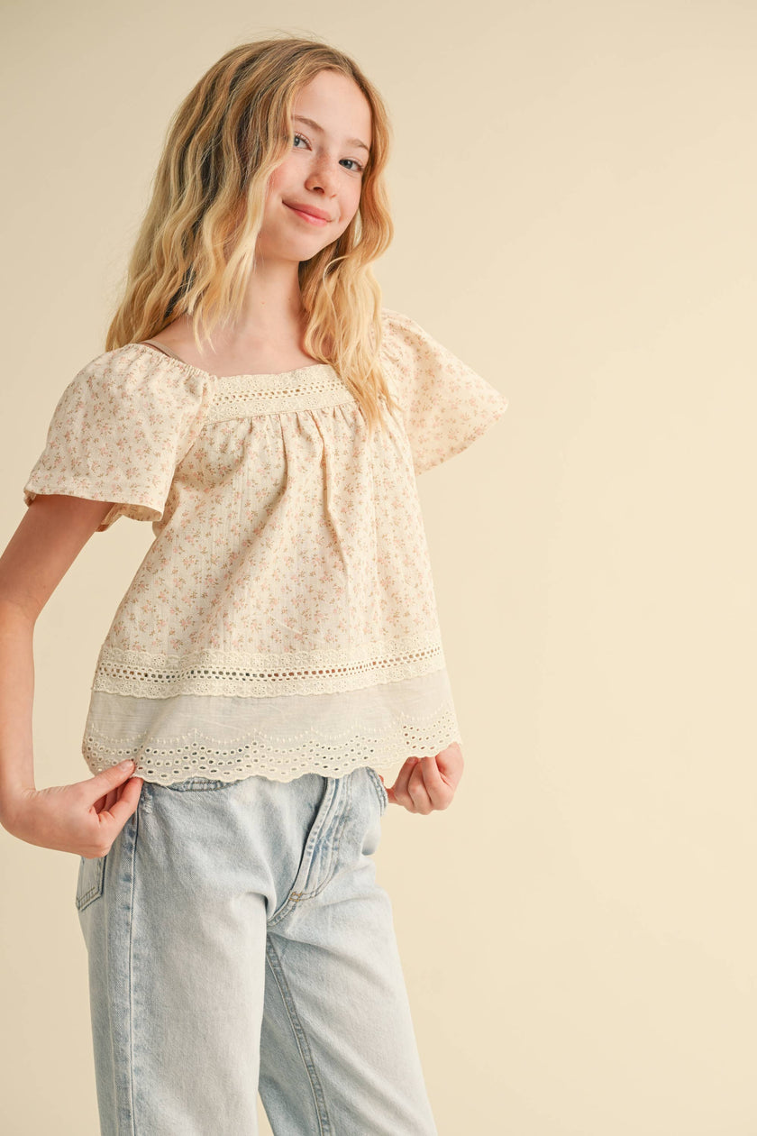 heart and arrow - TWEEN KIDS GIRLS FLUTTER SLEEVE PEASANT TOP (7-14): 7/8