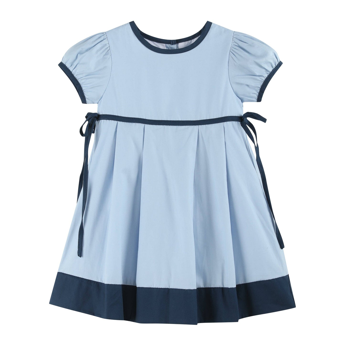 Lil Cactus - Light Blue and Dark Blue Ribbon Bow Dress: 6-12M