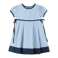Lil Cactus - Light Blue and Dark Blue Ribbon Bow Dress: 6-12M