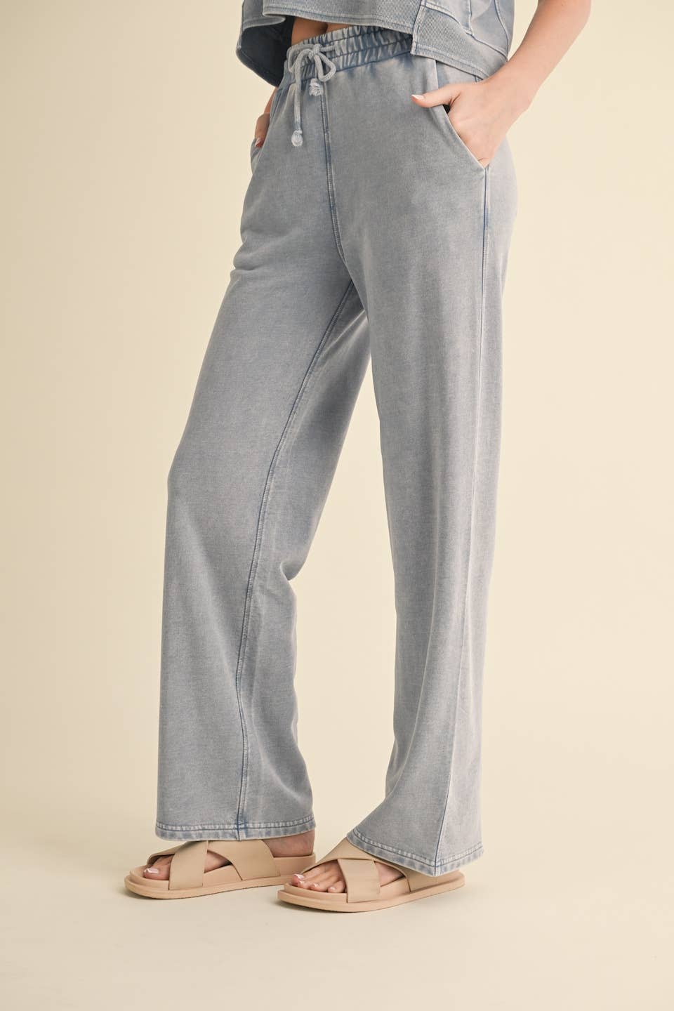KIMBERLY C - Mineral Wash Pants: Charcoal