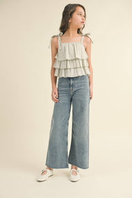 heart and arrow - TWEEN KIDS GIRLS WIDE LEG DENIM PANTS (7-14)