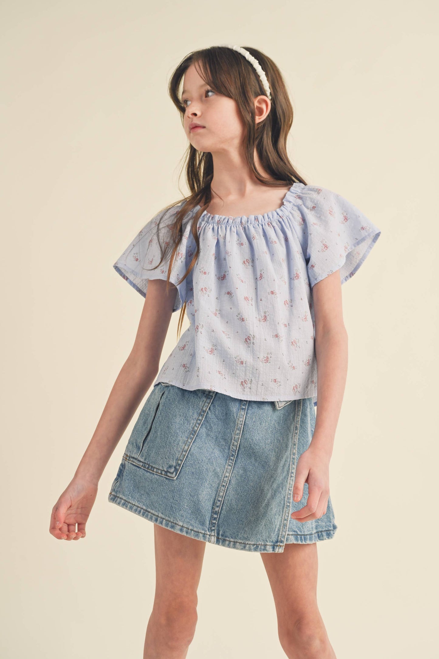 heart and arrow - TWEEN KIDS GIRLS PEASANT SHORT SLEEVE LOOSE FIT TOP (7-14)