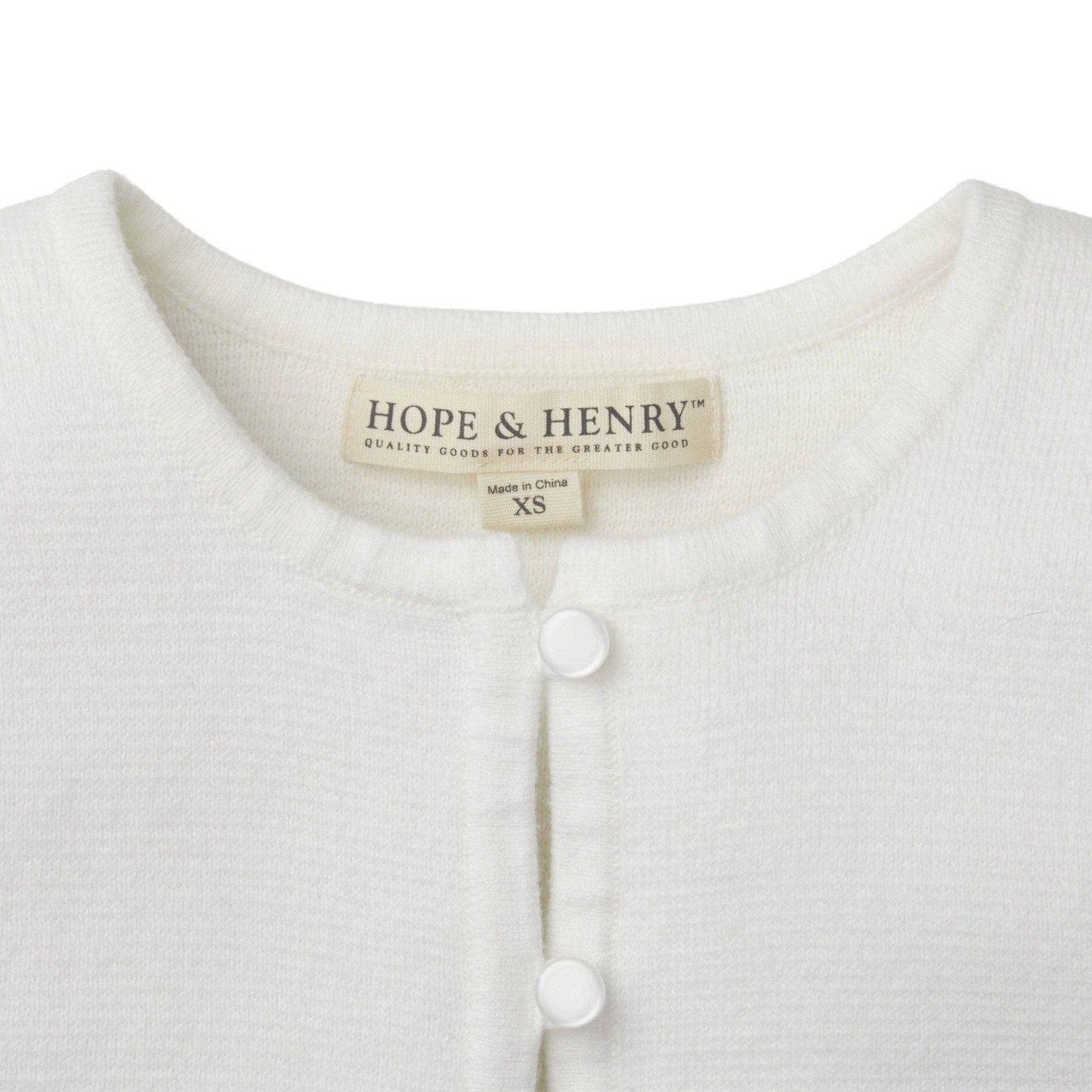 Hope and Henry - Cropped Curved Hem Cardigan: White
