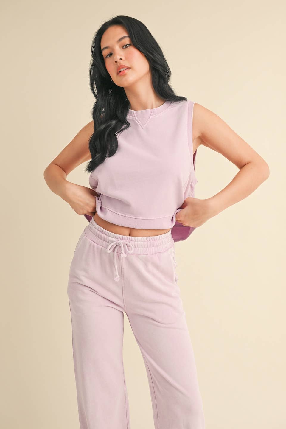 KIMBERLY C - Mineral Wash Sleeveless Top: Charcoal