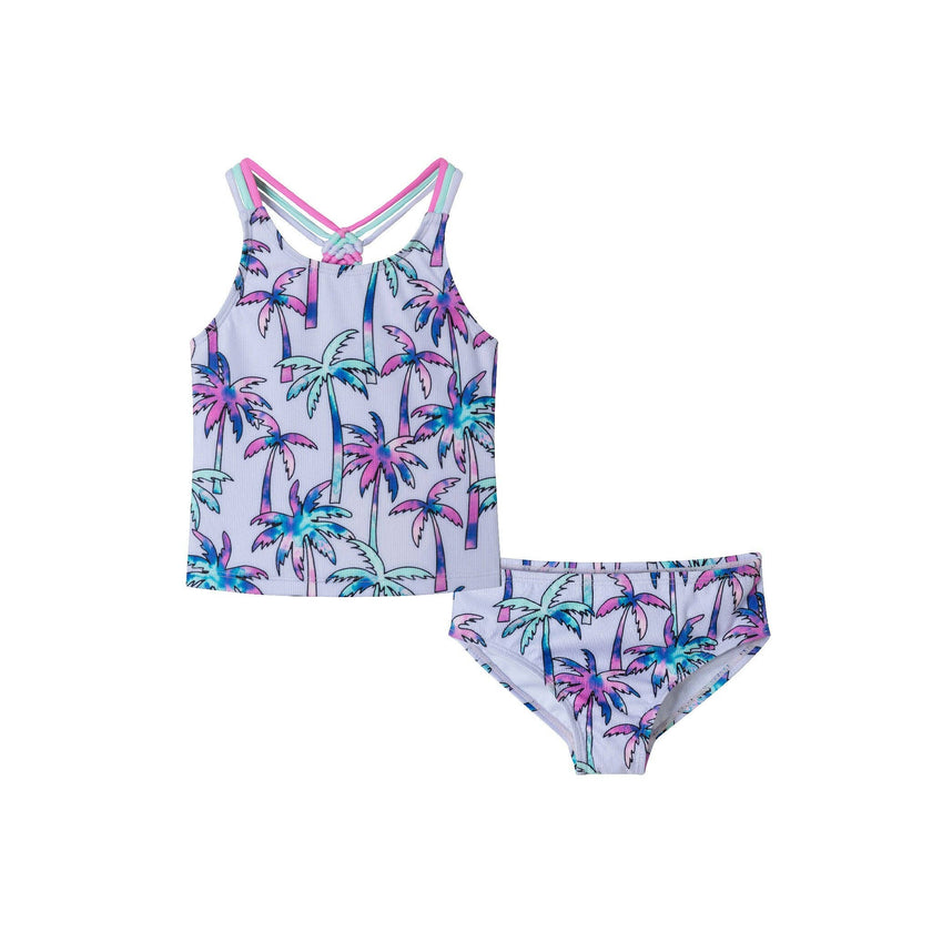 Andy & Evan - Kids (2-6x) Tankini Swimsuit Set | Purple Palm Trees: Purple