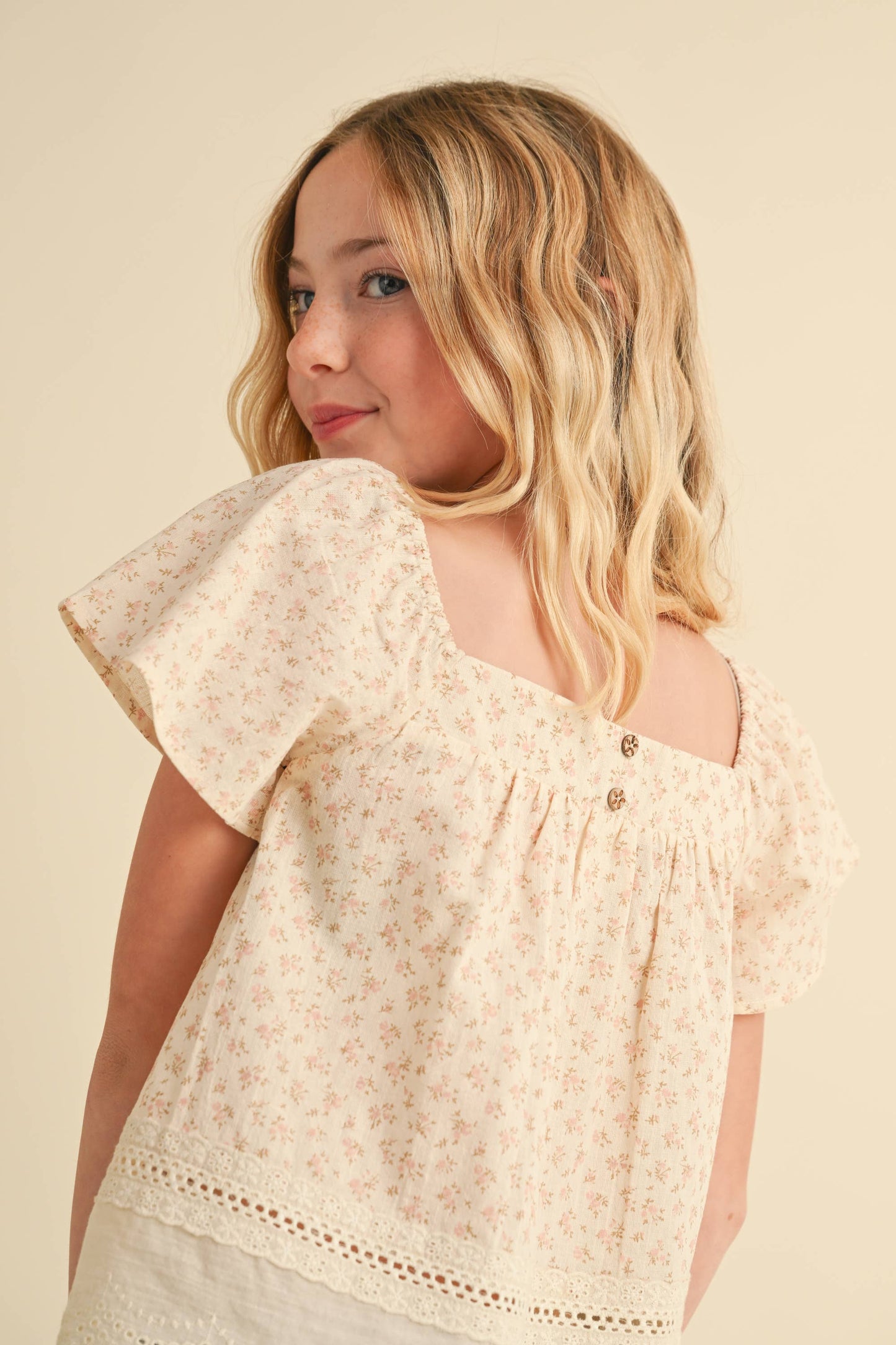 heart and arrow - TWEEN KIDS GIRLS FLUTTER SLEEVE PEASANT TOP (7-14): 7/8