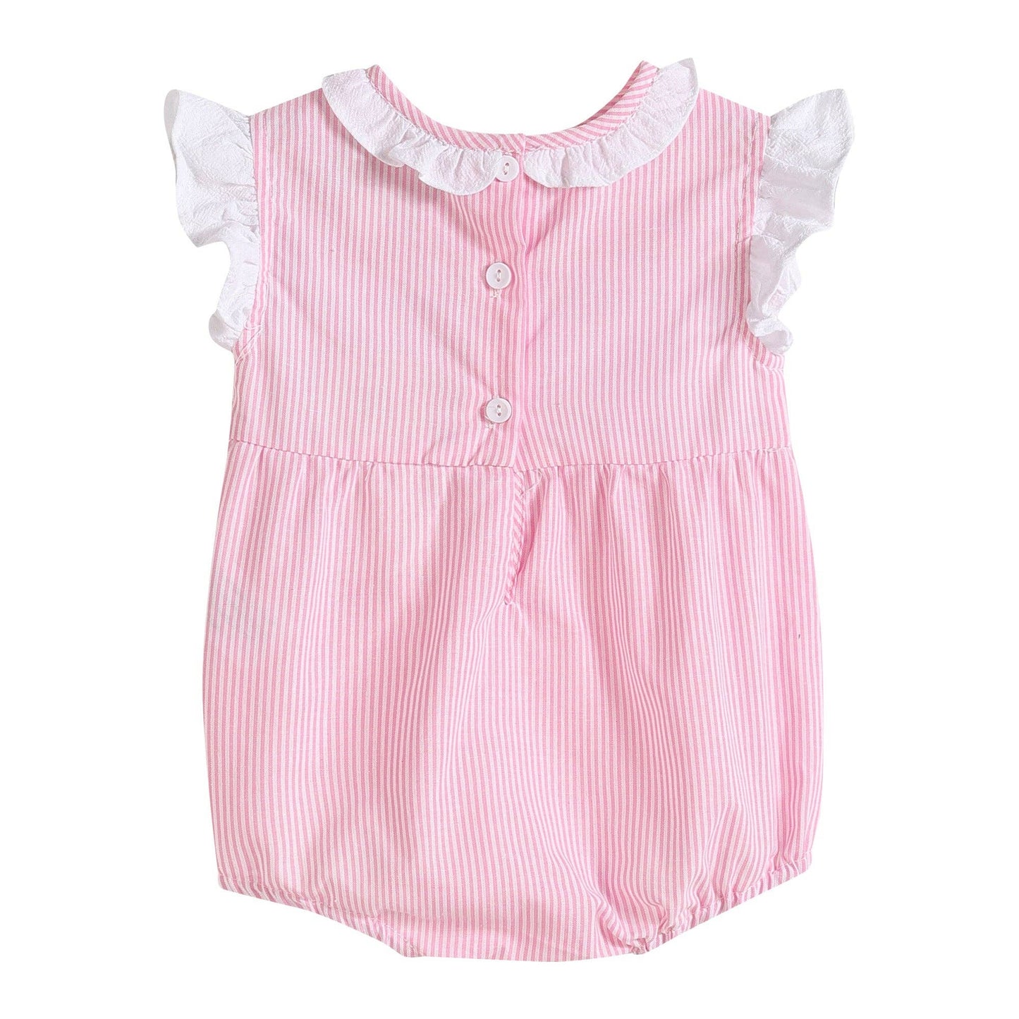 Lil Cactus - Pink Striped Lil Sister Smocked Romper
