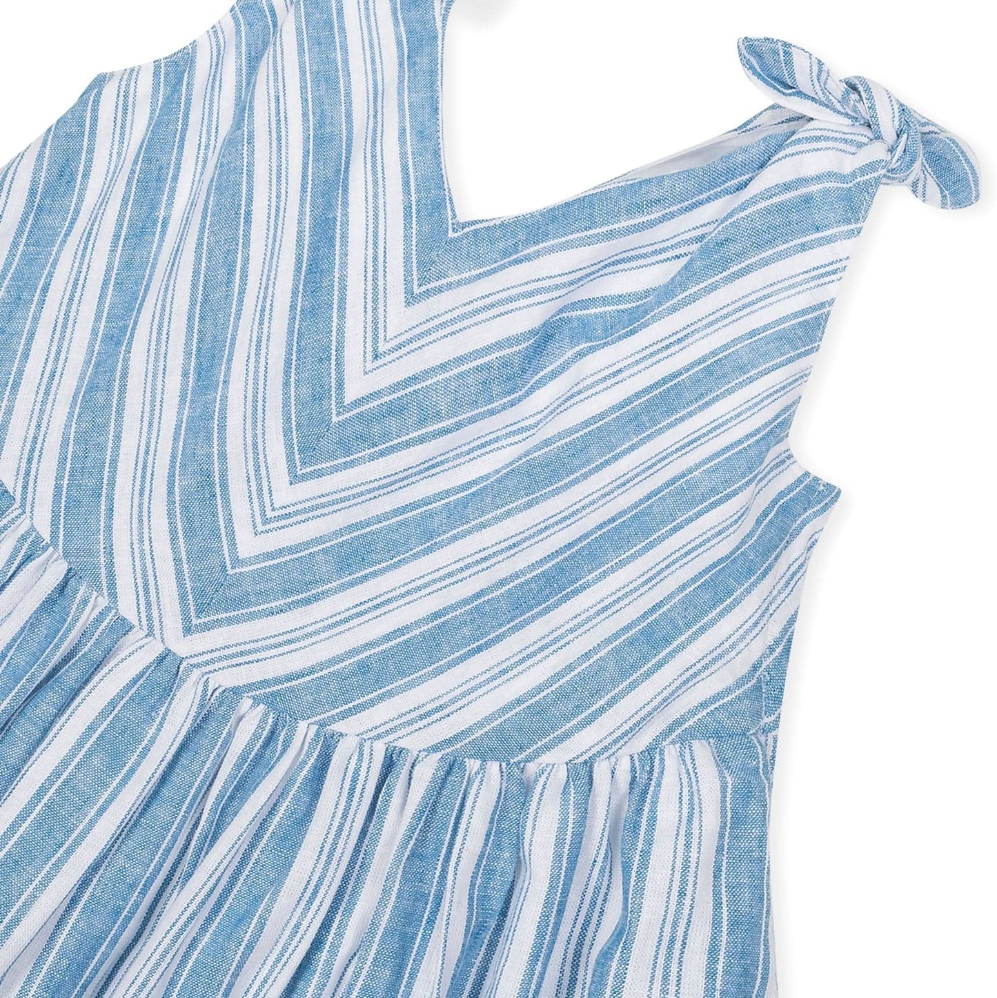 Hope and Henry - Bow Shoulder Swing Dress: Blue Variegated Stripe