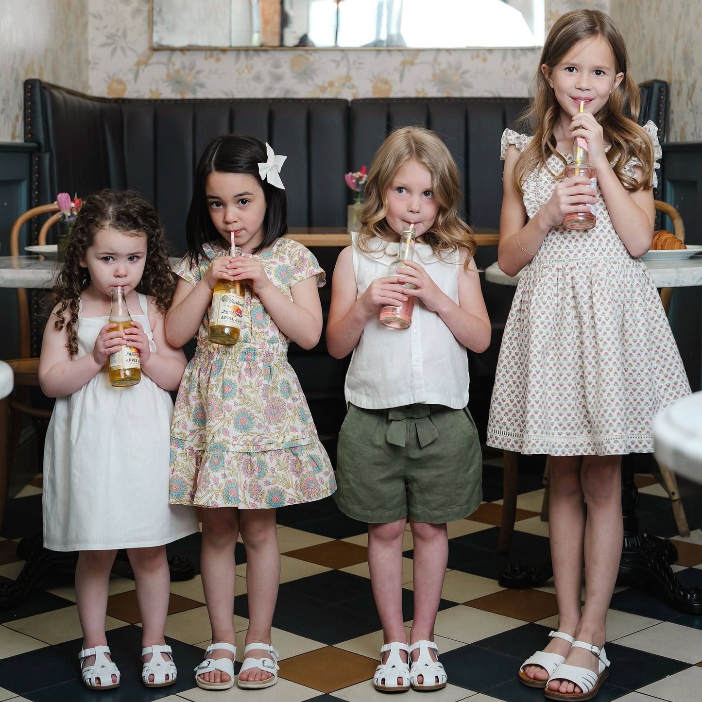 Hope and Henry - Bow Front Sundress: White Linen