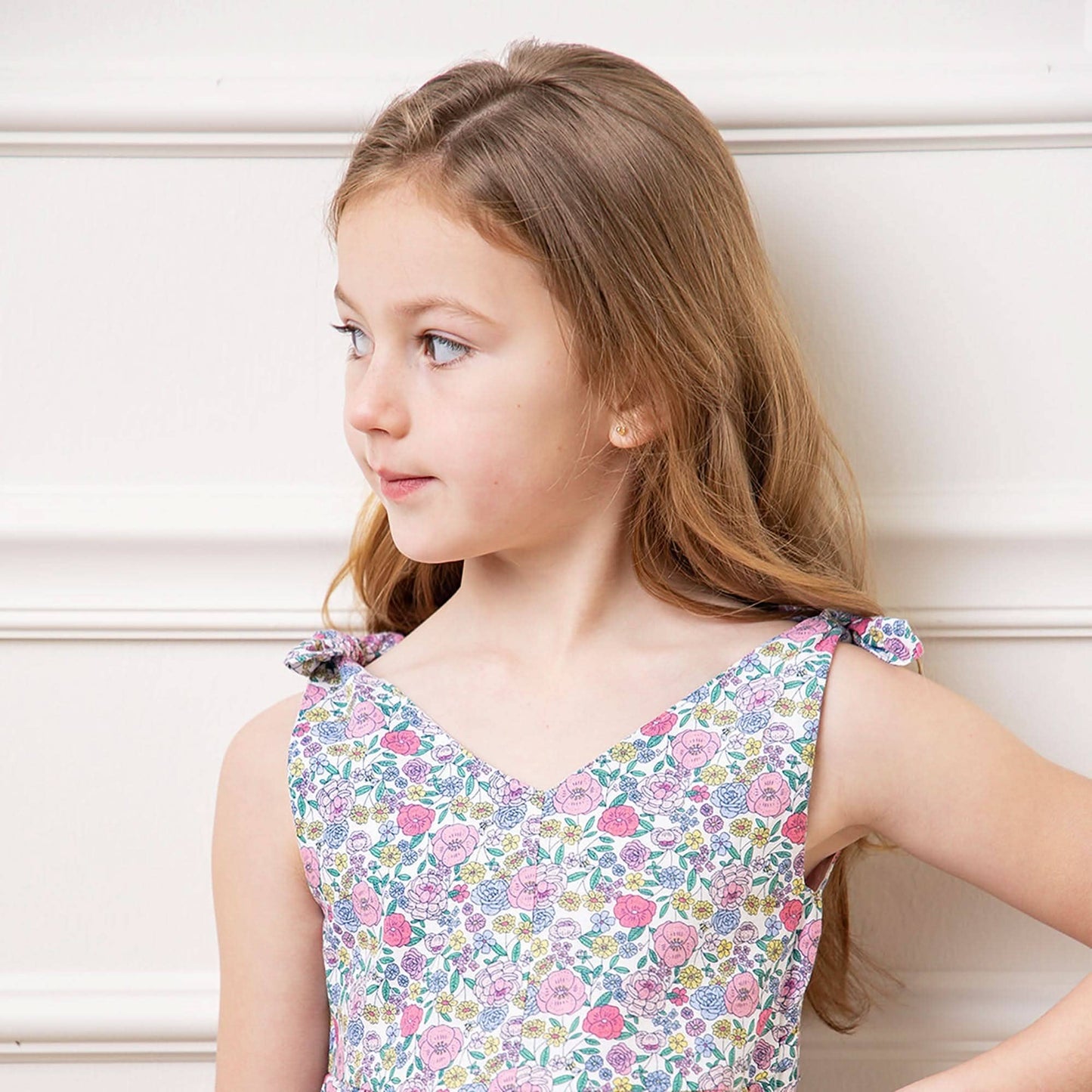 Hope and Henry - Bow Shoulder Swing Dress: Flower Show Floral