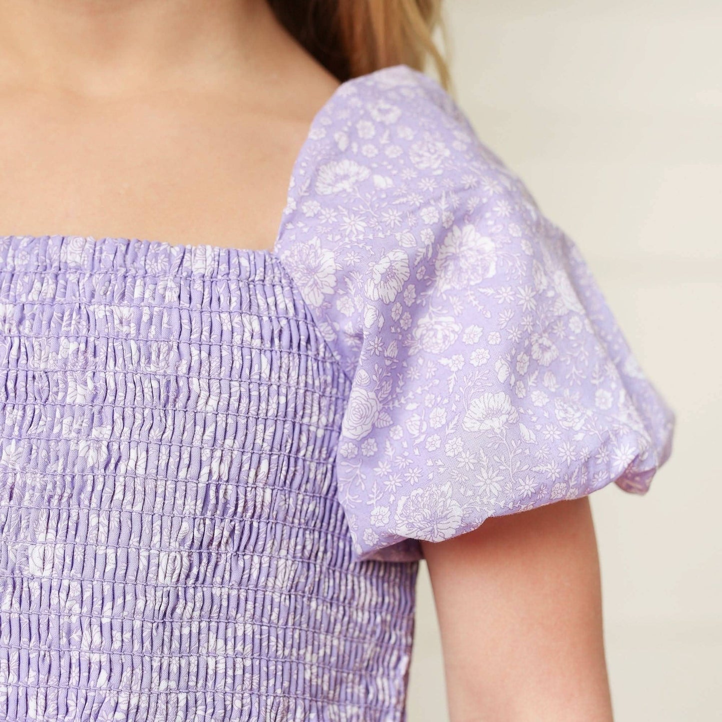 Hope and Henry - Smocked Bubble Sleeve Dress - Baby: Lavender Field Floral / 3-6 Months