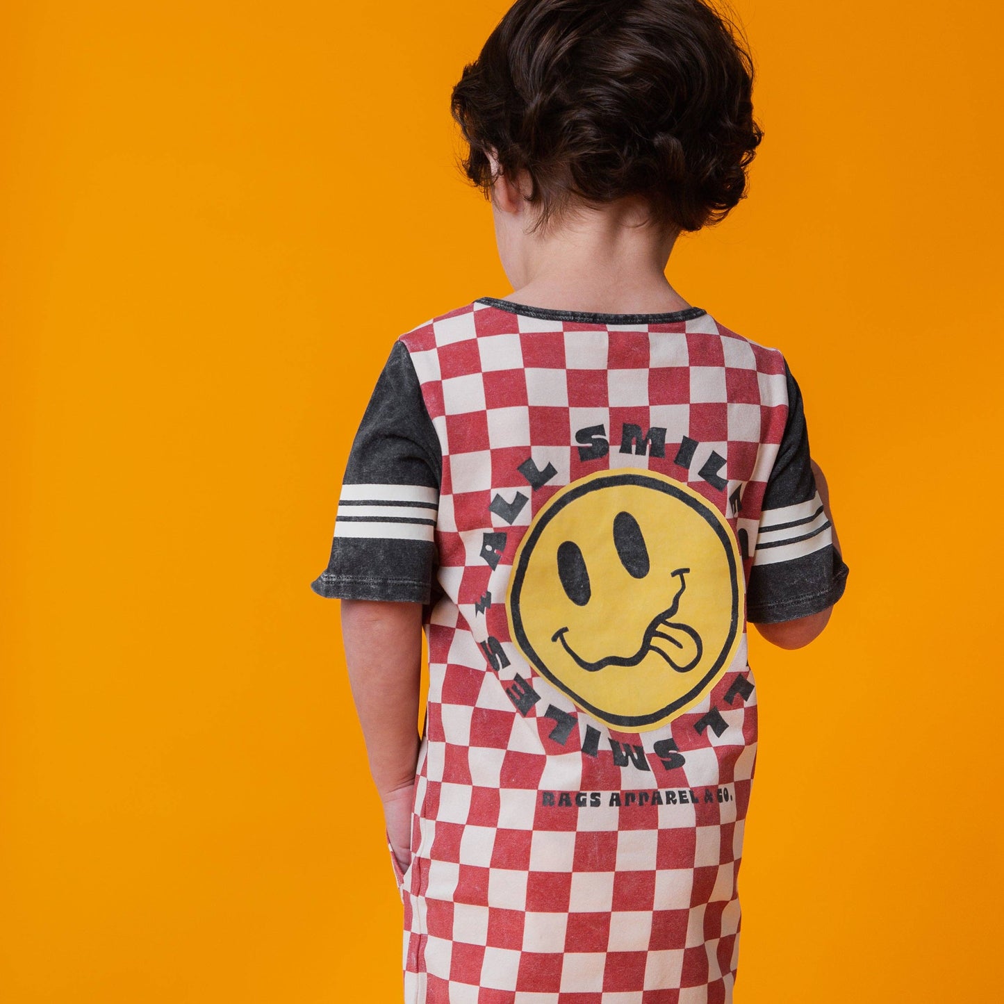 RAGS - Rag Romper - Red Check Smiley