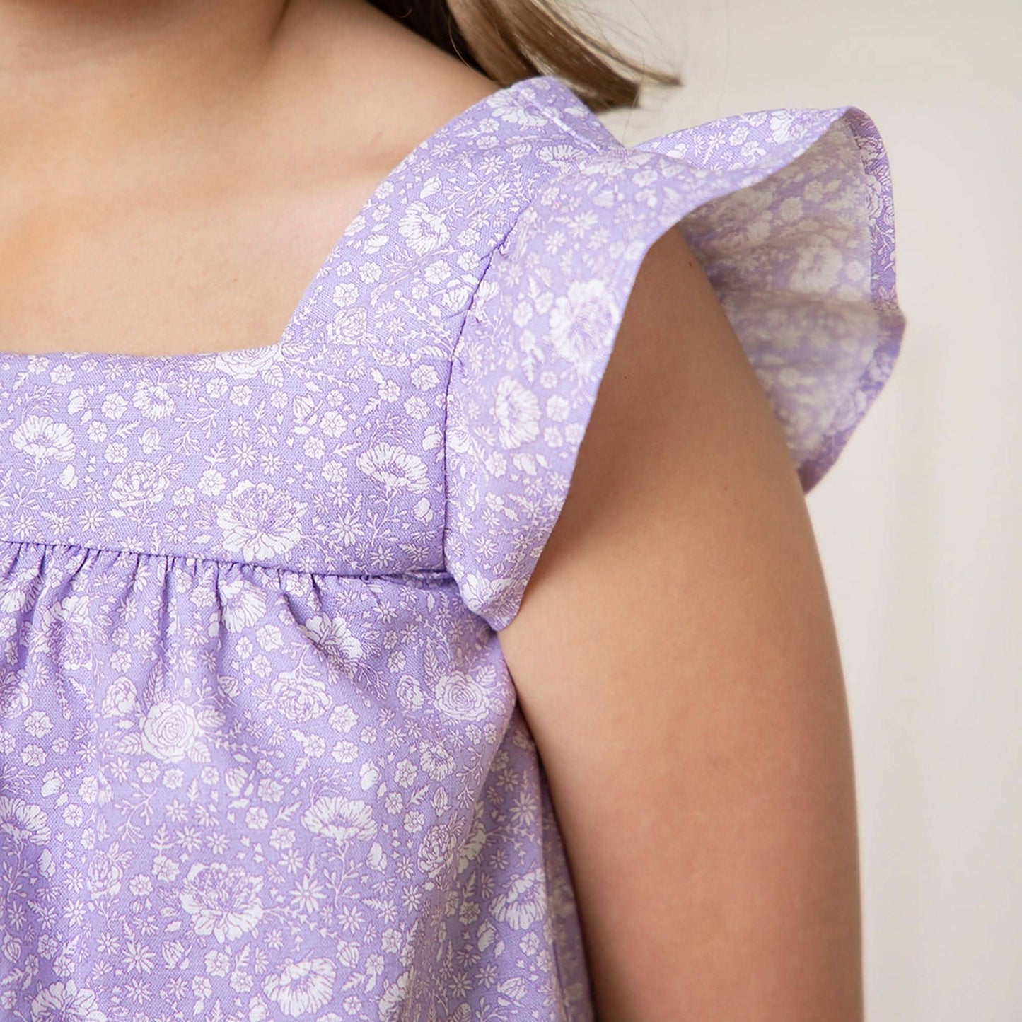 Hope and Henry - Faux Top Romper: Lavender Fields Floral