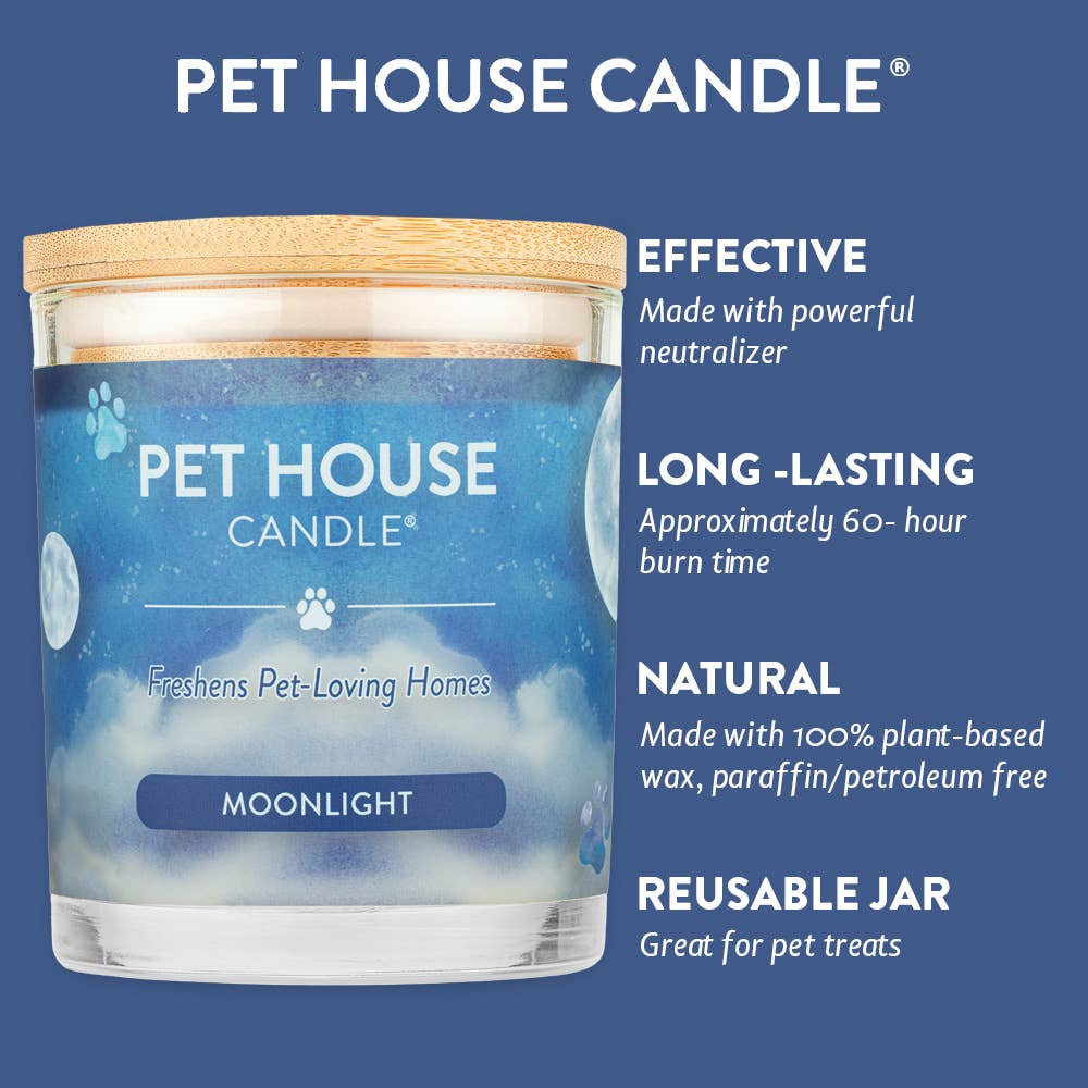 Pet House by One Fur All - Moonlight 9 oz Candle - For pet-loving homes