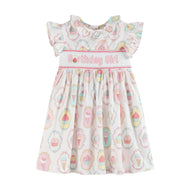 Lil Cactus - Pink and White Birthday Girl Smocked Dress
