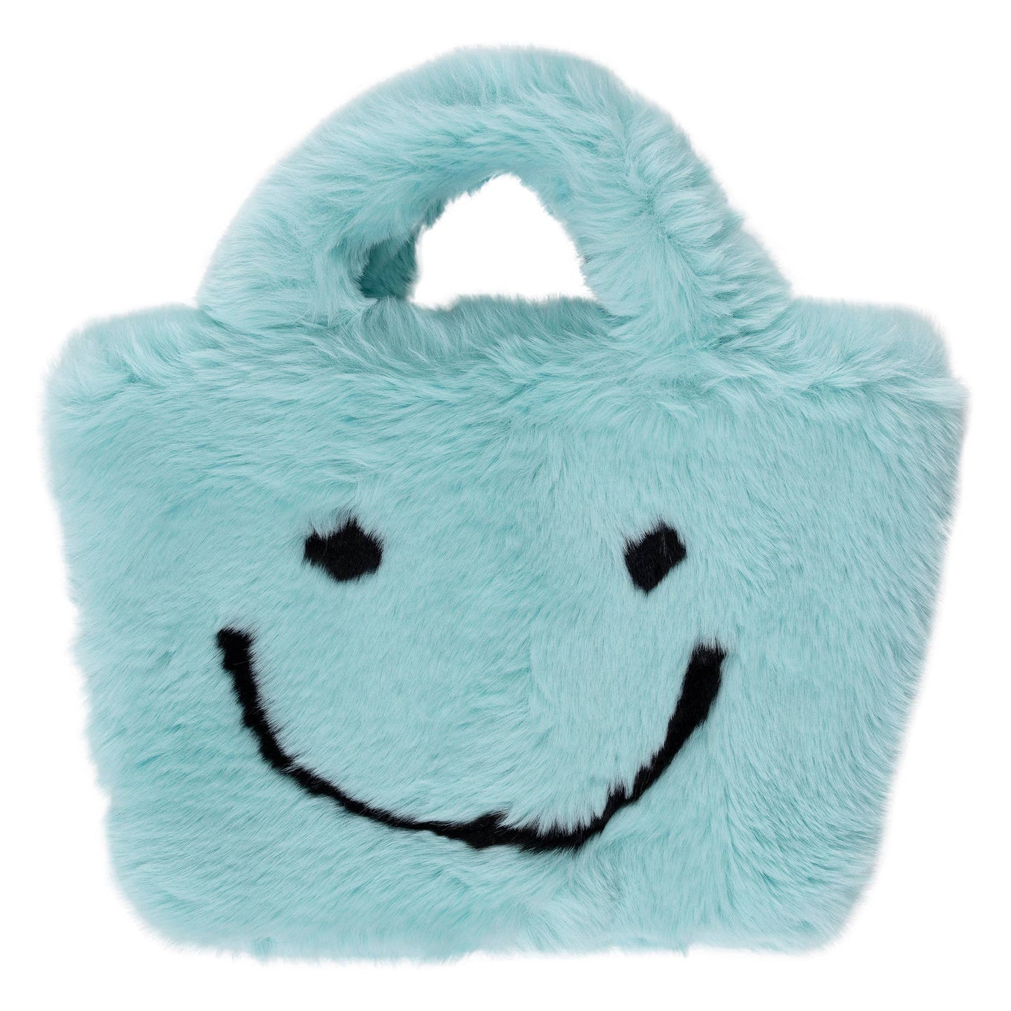 Malibu Sugar - Faux Fur Fuzzy Happy Face Purses : BLUE