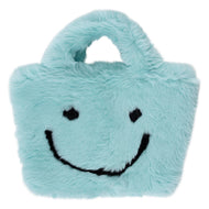 Malibu Sugar - Faux Fur Fuzzy Happy Face Purses : BLUE