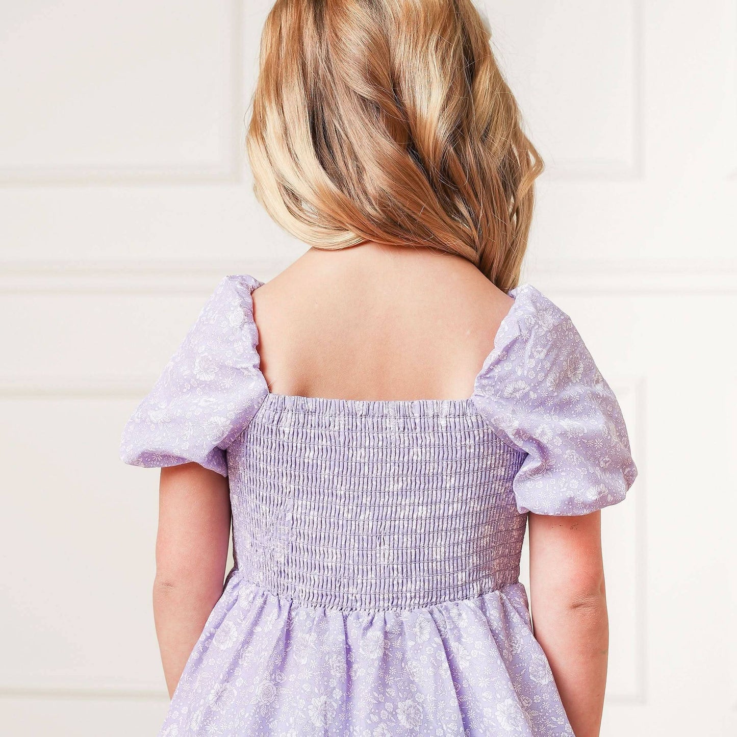 Hope and Henry - Smocked Bubble Sleeve Dress - Baby: Lavender Field Floral / 3-6 Months