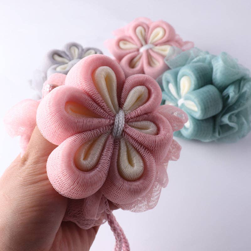 WEST AUSSIE SUPPLIES - PAPO-  Flower Shower Pouf Premium Quality and Rich Foaming: GREEN