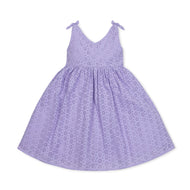 Hope and Henry - Bow Shoulder Organic Swing Dress: Lavender Eyelet / 6