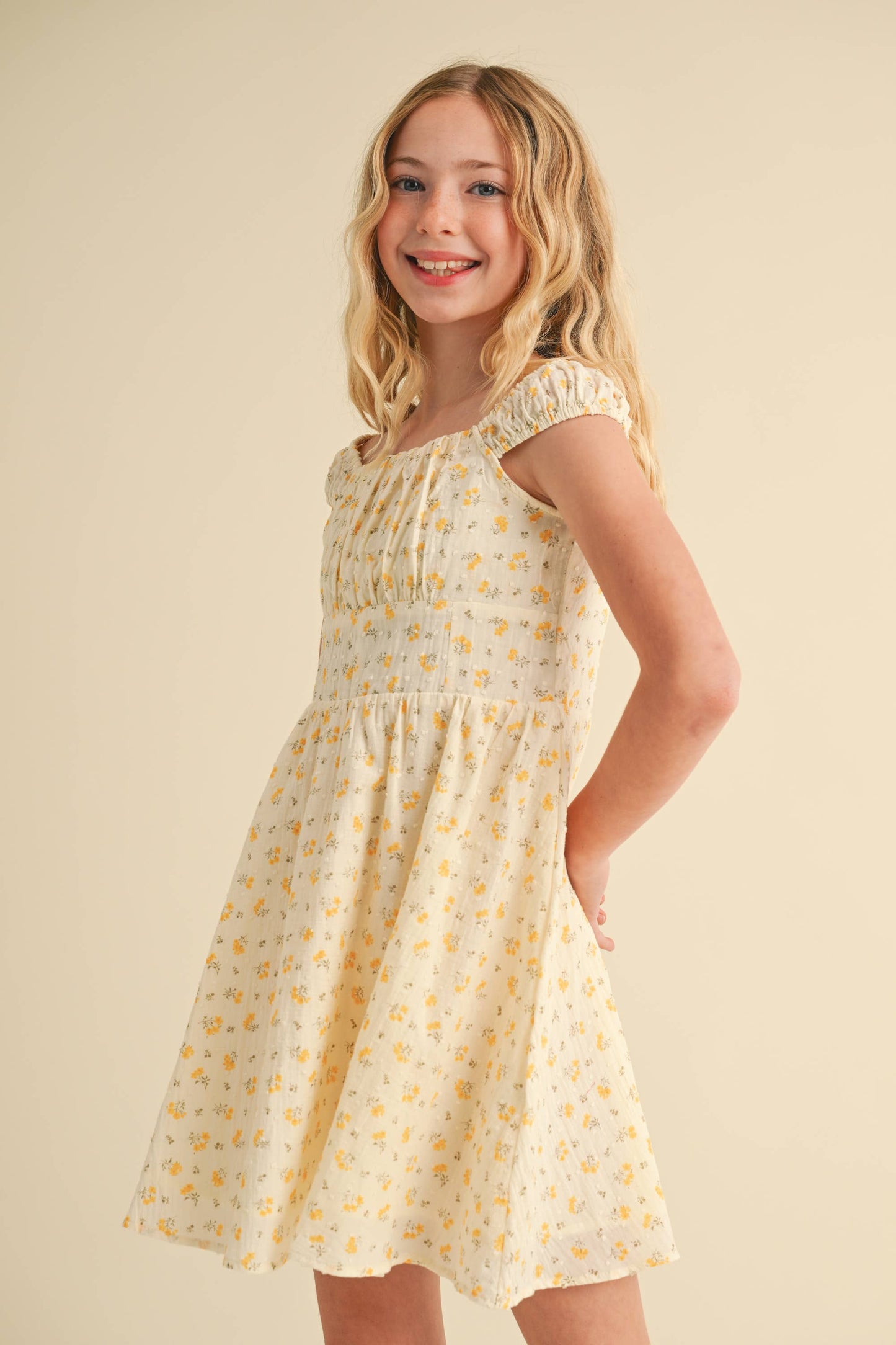 heart and arrow - TWEEN GIRLS KIDS CORSET RUCHED SHOULDER MINI DRESS (7/14): 7/8